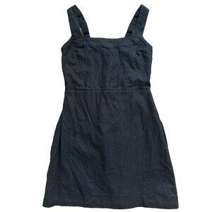 Abercrombie Black Linen Mini Dress Cottage Minimalist Chic Classic Sundress S